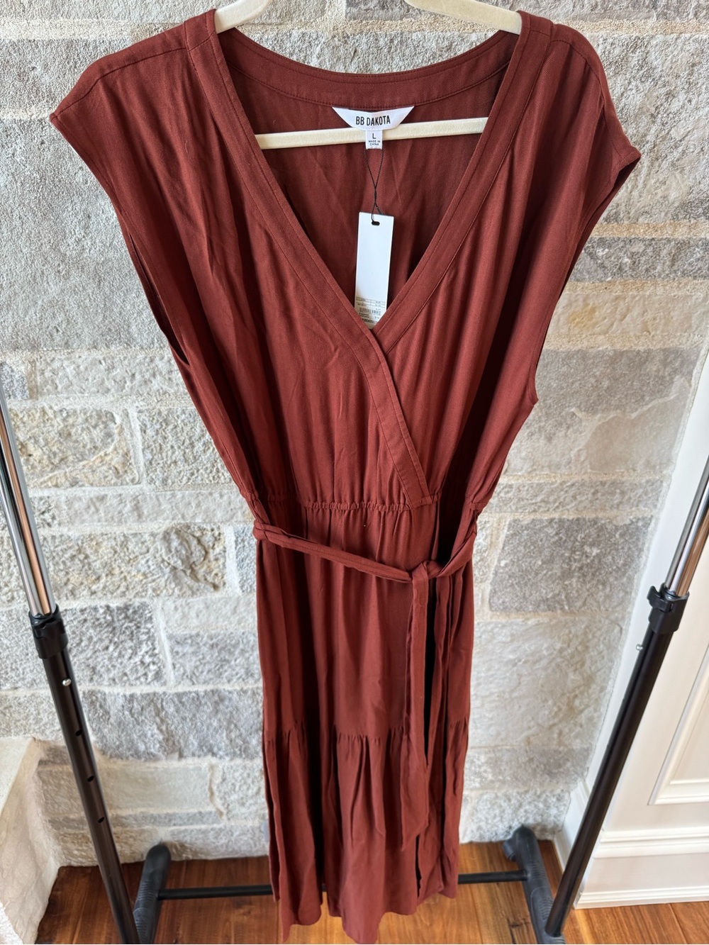 BB Dakota Rust Midi Wrap Dress